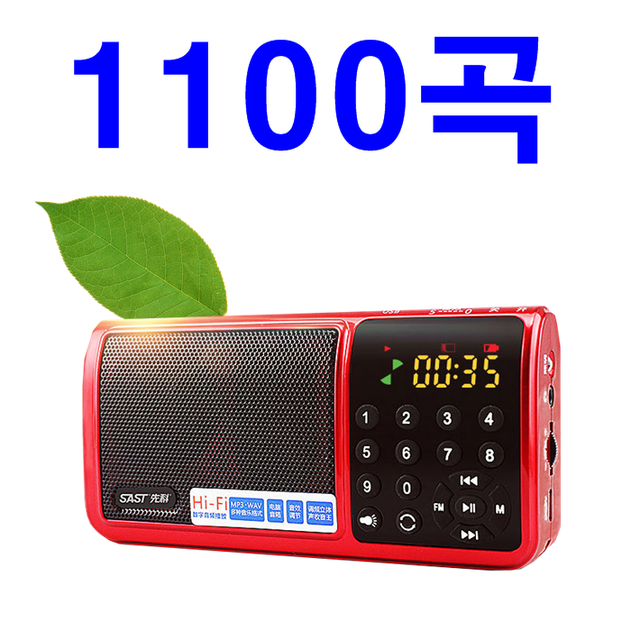 1100곡 프리미엄2T 노래칩 휴대용 MP3 효도 라디오 스피커 이어폰 스피커 아답터 SD카드 TF카드 배터리 충전기 허리쌕 케이블선 미니라디오 소형라디오 노래방 가요 트로트 음반