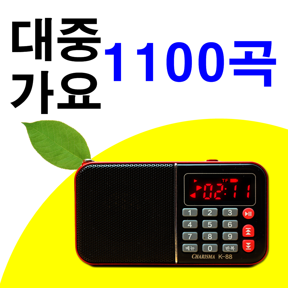 1100곡 프리미엄2T 노래칩 휴대용 MP3 효도 라디오 스피커 이어폰 스피커 아답터 SD카드 TF카드 배터리 충전기 허리쌕 케이블선 미니라디오 소형라디오 노래방 가요 트로트 음반