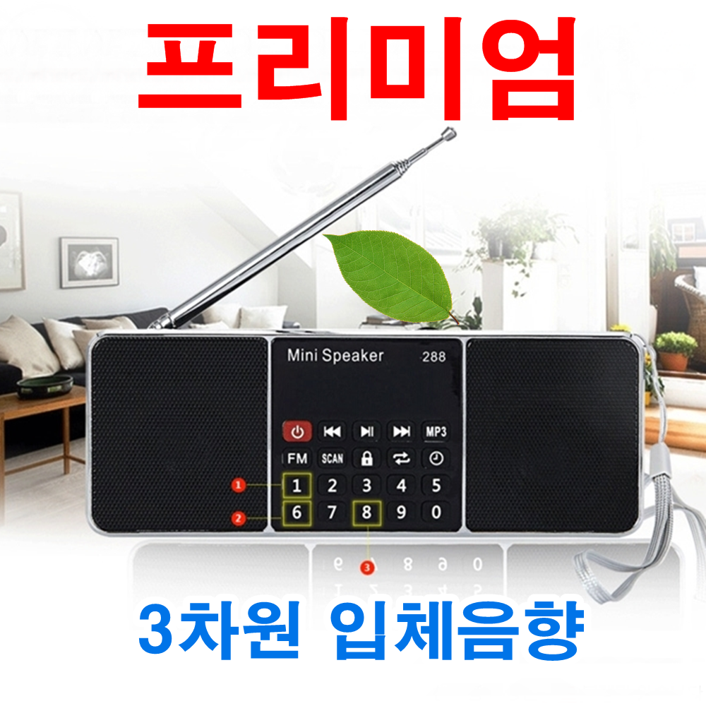 휴대용 3차원 MP3 라디오  고속충전 아답터 케이블선 배터리충전기 이어폰 배터리