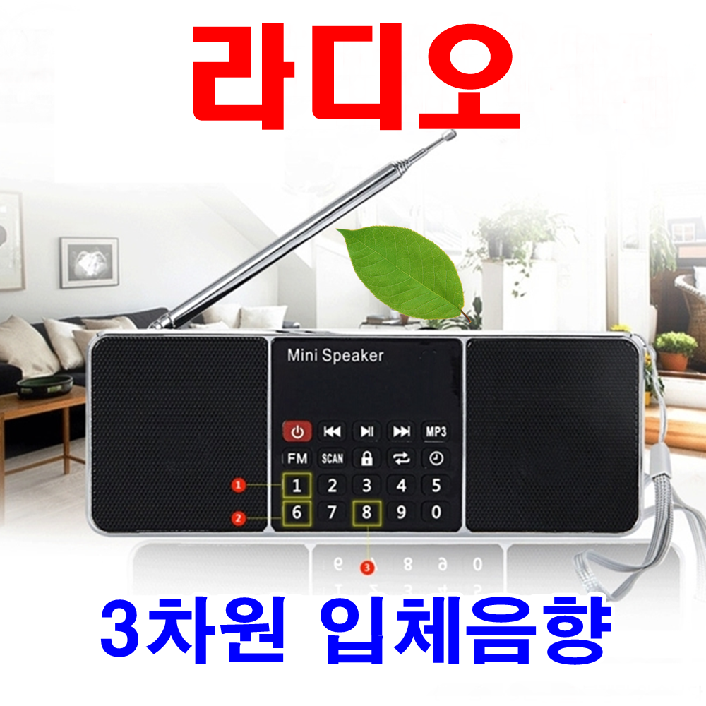 휴대용 3차원 MP3 라디오  고속충전 아답터 케이블선 배터리충전기 이어폰 배터리